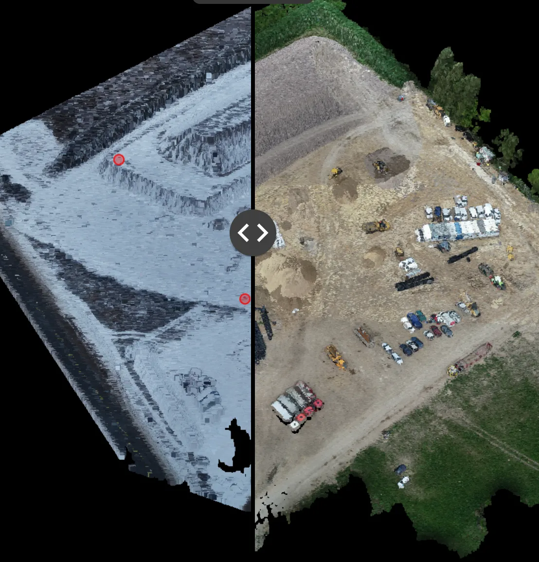 Model 3D składowiska kruszywa — porównanie z ortofotomapą